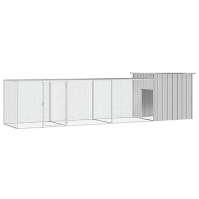 VidaXL Chicken Cage Gray 157.5 in.x35.8 in.x39.4 in. Galvanized Steel