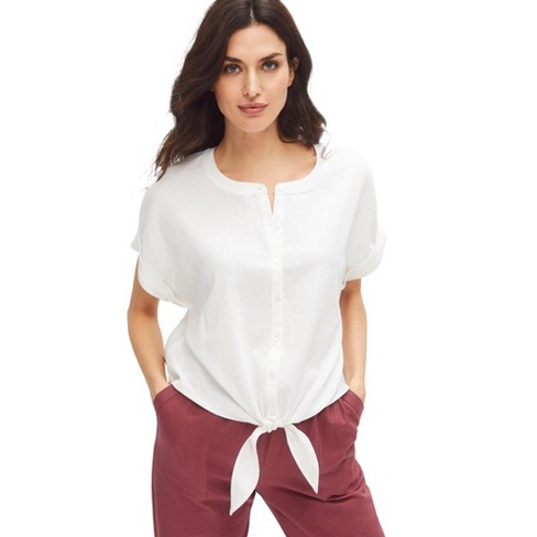 white linen blouse short sleeve