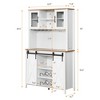 70" Farmhouse Wine Bar Cabinet - Coffee Station with Sliding Barn Doors & Glass Rack - 3 of 4