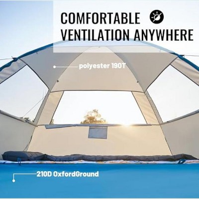 MaseiKar UPF 50+ Pop Up Beach Tent Sun Shelter for 3/4 Person, Portable Beach Umbrella Cabana