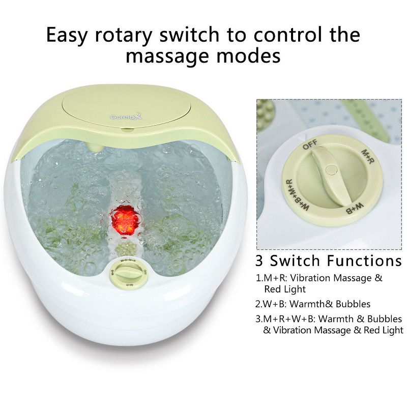 Foot Spa Bath Massager Bubble Vibration Red Light Rollers with Callous Remover, 5 of 11