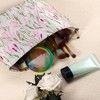 Unique Bargains Travel Zipper-Closure Floral Canvas Makeup Bag Peach Pink 1 Pc - 2 of 4