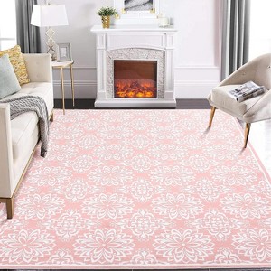 Washable Hallway Runner Rug Machine Washable Modern Floral Low Pile Area Rug with Rubber Backing Foldable Carpet - 1 of 4