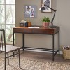 Writing Desk Mid-Century Industrial Acacia Wood Top with Metal Frame and Drawer for Home Office 44in Wide - 3irtyhousy - 2 of 4