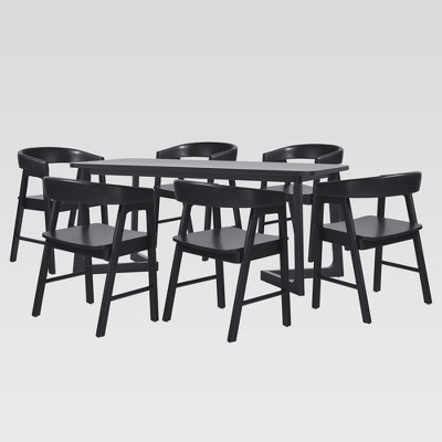 Saracina Home 7pc Rectangle Dining Table Set with Solid Wood Chairs