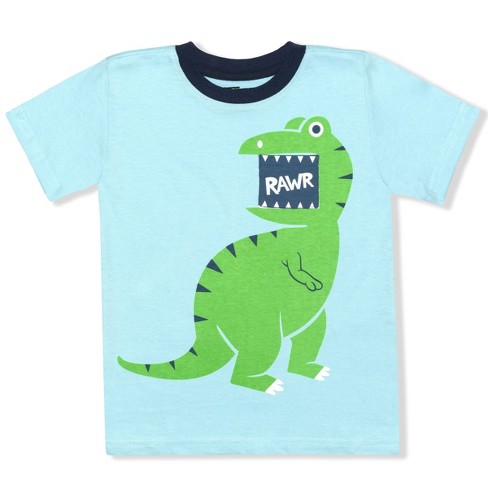 10 Threads Boy's Short Sleeve Shark Or Dino Print Tee Shirt For Kids ...