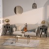 Aheaplus Record Player Stand with Power Outlet, Vinyl Stand with 4 Storage Compartments - 2 of 4