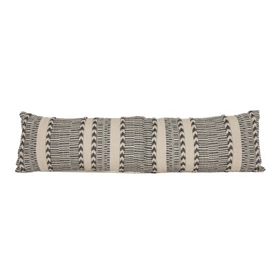 12" x 46" Jadon Hand Braided Extra Long Geometric Pattern Indoor/Outdoor Gray Accent Lumbar Throw Pillow