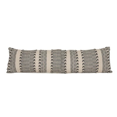 Hand Braided Geometric Outdoor Pillow Gray Polyester With Polyester ...