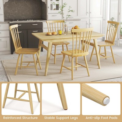 Natural Rubber Wood High Back Windsor Side Chairs