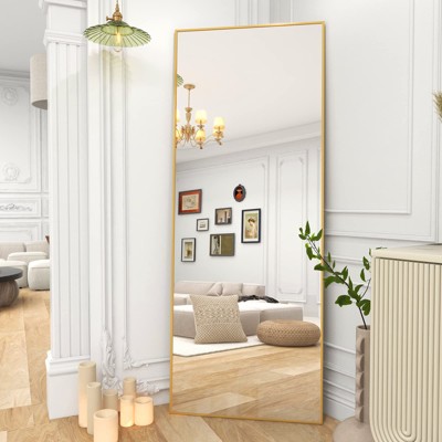 HOMLUX 64"x21"/58"x18" Rectangular Leaning Floor Mirror Full Length Standing Mirror Bathroom