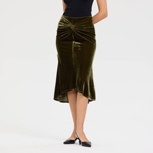 Women's Velvet Twist Midi Pull-On Skirt - A New Day™ - 1 of 4
