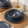 Syemin Dining Bowls 3 Person Stoneware Dinnerware Set Microwave Dishwasher Safe Chip-Resistant Matte Glaze Stackable Storage, Blue, 10"*10"*2.4" - 4 of 4