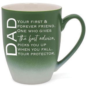Dad: Your First & Forever Friend Gives Best Advice Two Toned Matte Green White 12 ounce Ceramic Stoneware Coffee Cup Mug - 1 of 4