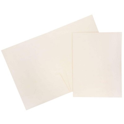 JAM Paper 2-Pocket Portfolio Folder Ivory Linen 100/Box 19231B