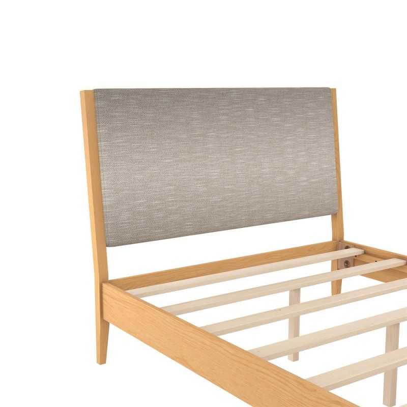 Joni Wood and Upholstered Platform Bed Beige Linen - Room & Joy, 4 of 13