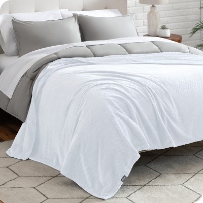 Chevron White Microplush Fleece Reversible Throw Blanket