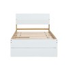 Okak Twin Platform Bed Frame with 2 Drawers Modern Bed with High Gloss Headboard Strong Wood Slats No Springs Required Easy Assembly, White Oak - 4 of 4