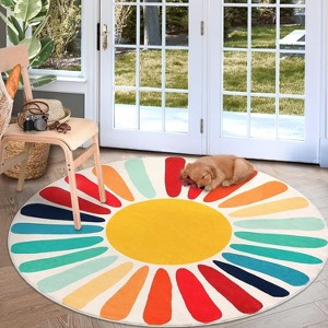 Coucheta Area Rug Machine Washable Non-Slip Modern Minimalist Accent Carpet for Living Room Bedroom Entryway,Multi-Color & Size - 1 of 4