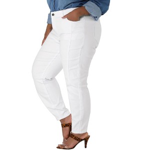 Agnes Orinda Women's Plus Size Mid Rise Stretch Washed Skinny Denim Jeans - 1 of 4