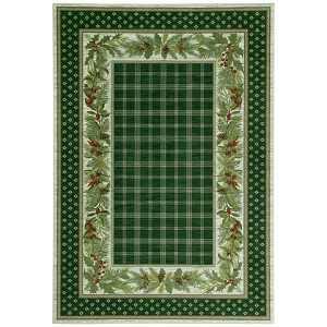 COZONY Bordered Plaid Christmas Rug, Washable Low Pile Non Slip Holiday Carpet for Living Room Bedroom Dining Room - 1 of 4