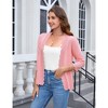 Womens Lightweight Sweater Cardigan 3/4 Sleeve Open Front Cardigan Birdeye Knit Wavy Trim Cardigan Breathable Soft Sweater - 3 of 4