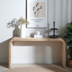 59" Wooden Entryway Console Table,Console Table With Beaded Ttrim And Wood Frame,Entrance Table For Hallway,Living Room-Cuddlewood - 1 of 4