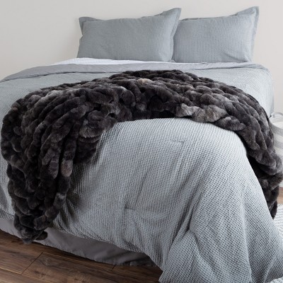 Queen Black Faux Fur Machine Washable Blanket
