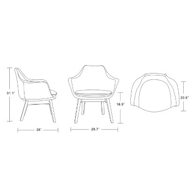 Cronkite Modern Grey Faux Leather and Walnut Wood Accent Chair
