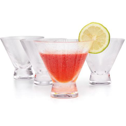 Kook Stemless Ribbed Martini Glasses, 9 Oz, Set Of 4 : Target