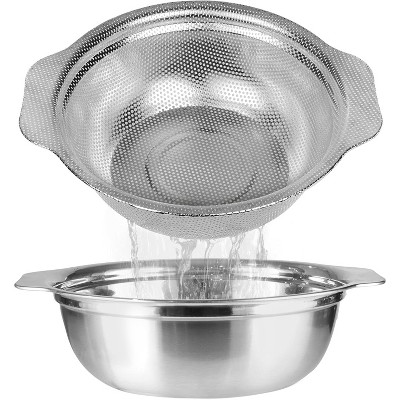 Colander Bowl Set with Microporous for Washing Rice, Pasta, Spaghetti, Fruits, Dishwasher Safe(2PC)