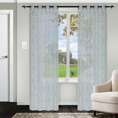 Geometric Diamond Sheer Grommet Curtain Panel Set by Blue Nile Mills