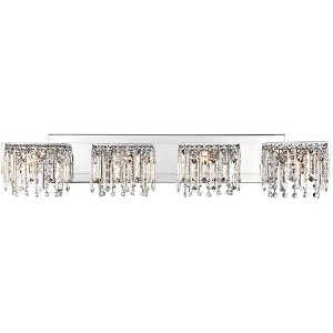 Possini Euro Design Hanging Crystal Modern Wall Light Chrome Hardwire 33 3/4" 4-Light Fixture for Bedroom Bathroom Vanity Reading Living Room Hallway - 1 of 4