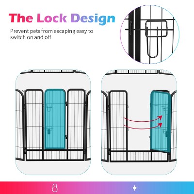 Heavy Duty Black Metal Pet Playpen with Door, 32 Panels