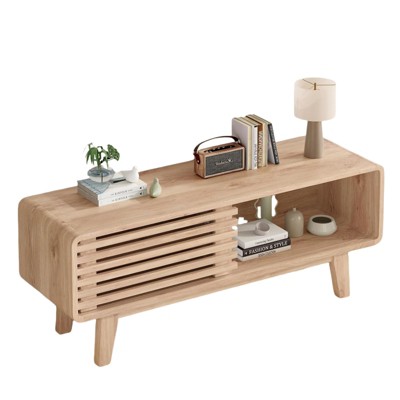 Fontoi TV Stands and Consoles, Mid-Century Modern TV Stand, Entertainment Center with Storage for Living Room Bedroom, Brown, 14.2"*17.8"*46"