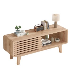 Fontoi TV Stands and Consoles, Mid-Century Modern TV Stand, Entertainment Center with Storage for Living Room Bedroom, Brown, 14.2"*17.8"*46" - 1 of 4