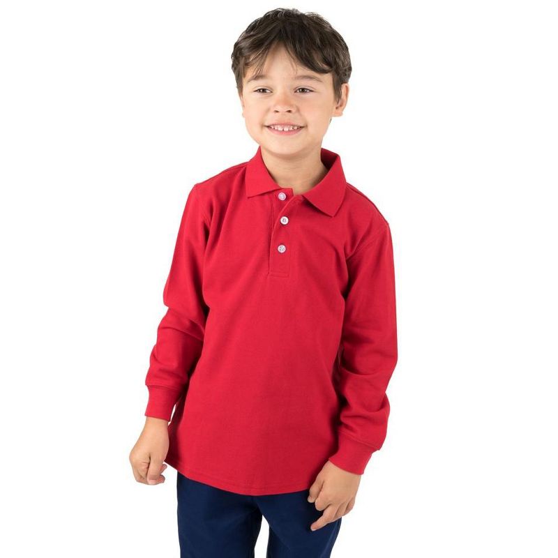 Leveret Kids Cotton Long Sleeve Polo Shirt, 2 of 3