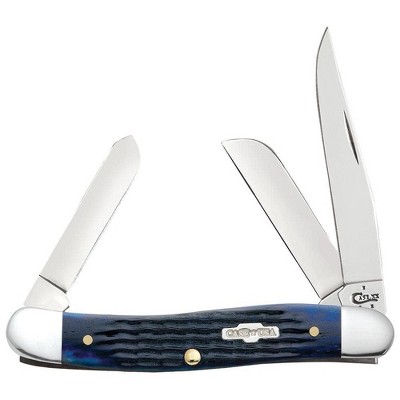Case XX Rogers Corn Cob Jig Blue Bone Medium Stockman Pocket Knife with Spey Blade