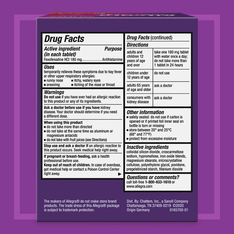 Allegra Fexofenadine 24 Hour Allergy Relief Tablets - 90ct, 3 of 10