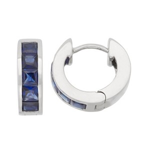 Designs by Gioelli Sterling Silver Gemstone Hoop Earrings - 1 of 2