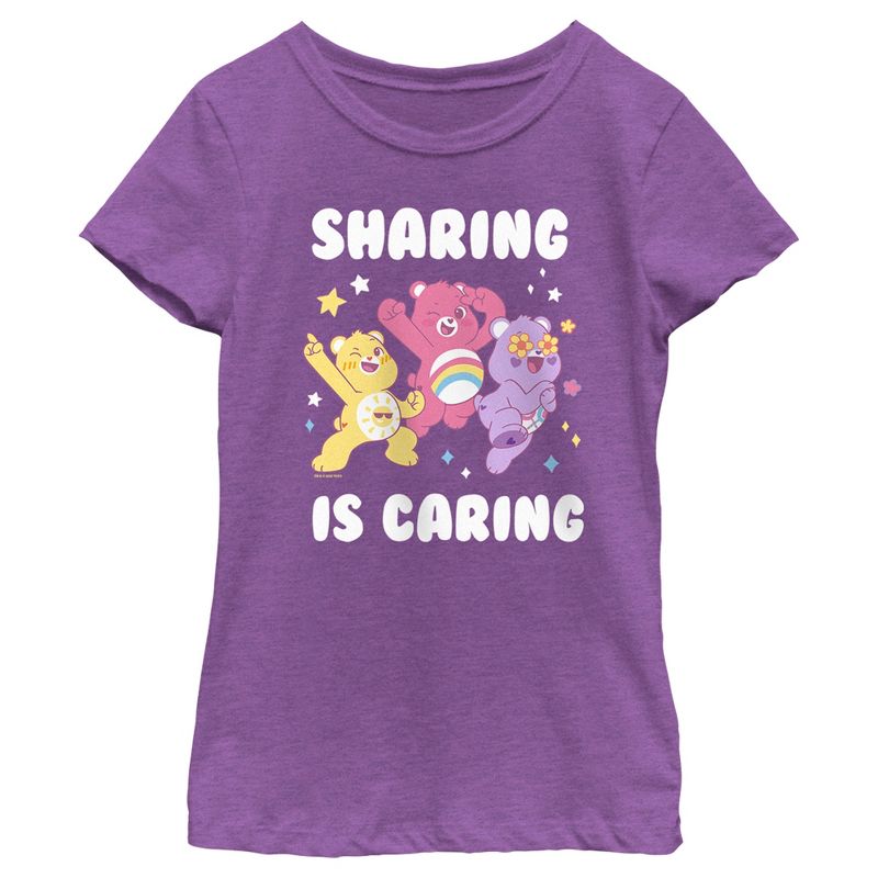 Girl's Care Bears Sharing Is Caring Bears T-Shirt, 1 of 5