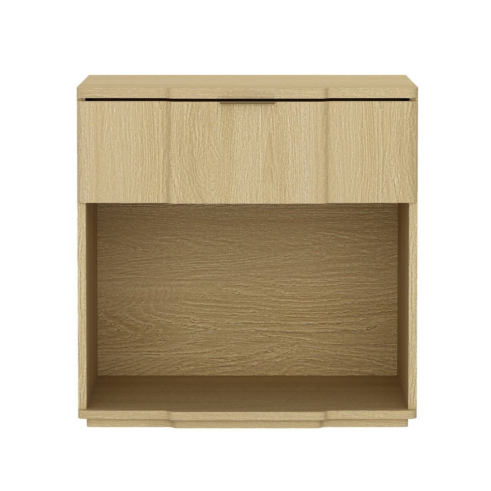 Manhattan Comfort Clive 22" 1-Drawer Nightstand Natural Oak and Gold