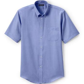 Lands' End School Uniform Men's Short Sleeve No Iron Pinpoint Dress Shirt