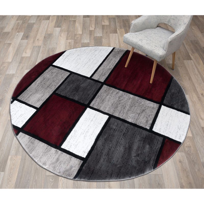 World Rug Gallery Contemporary Modern Boxed Color Block Area Rug, 3 of 10