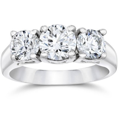 Pompeii3 1ct Three Stone Diamond Ring 14K White Gold