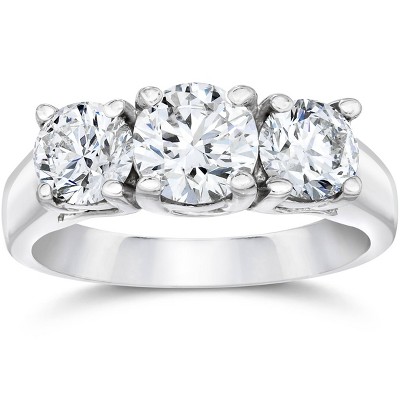 Pompeii3 1 3/8ct Three Stone Diamond Ring 14k White Gold - Size 4.5 ...