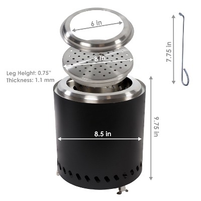 Compact Black Stainless Steel Tabletop Smokeless Fire Pit