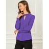 INSPIRE CHIC Women's Office Keyhole Elegant Stand Collar Long Sleeve Back Neck Button Blouse - 2 of 4