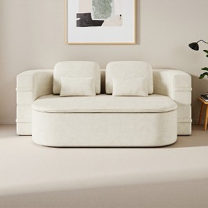 75" 2-in-1 Chenille Sofa Bed with Pillows - 1 of 4