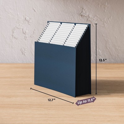 Navy Blue 12-Pocket Tiered Expanding File Organizer